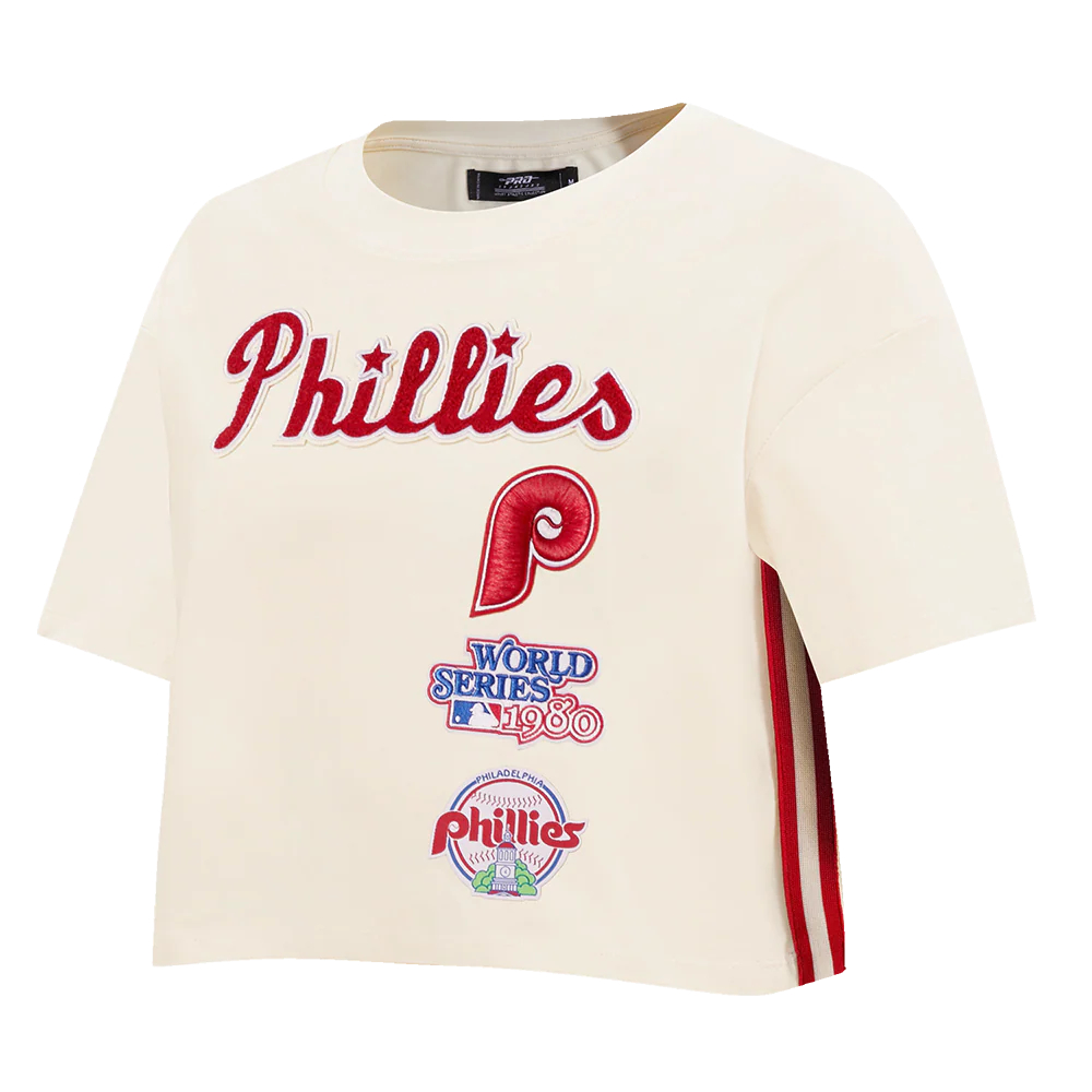 MLB PHILADELPHIA PHILLIES RETRO CLASSIC WOMEN'S BOXY TOP (EGGSHELL) - Image 2
