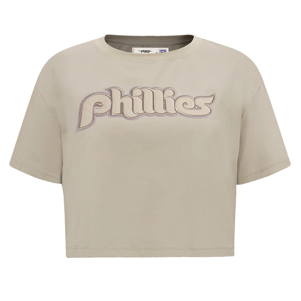 MLB PHILADELPHIA PHILLIES RETRO NEUTRAL WOMEN'S BOXY TOP (TAUPE)