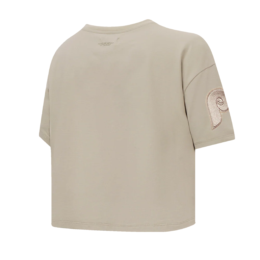 MLB PHILADELPHIA PHILLIES RETRO NEUTRAL WOMEN'S BOXY TOP (TAUPE) - Image 3