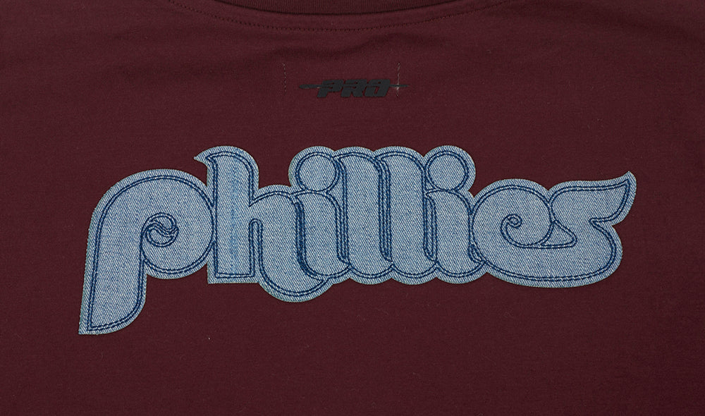 MLB PHILADELPHIA PHILLIES VARSITY BLUES WOMEN'S BOXY TOP (WINE) - Image 7