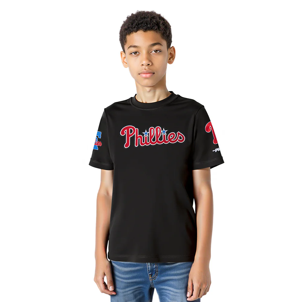 MLB PHILADELPHIA PHILLIES TACKLE TWILL BIG BOYS S/S TOP (BLACK)