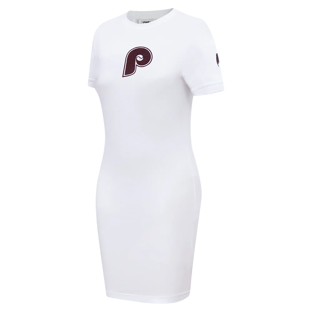 MLB PHILADELPHIA PHILLIES RETRO CLASSIC WOMEN'S BODYCON DRESS (WHITE) - Image 2