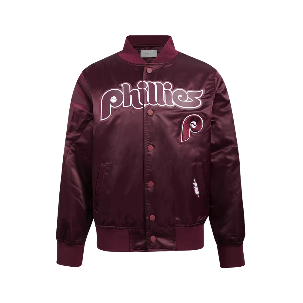 MLB PHILADELPHIA PHILLIES CLASSIC BIG BOYS SATIN JACKET (WINE)