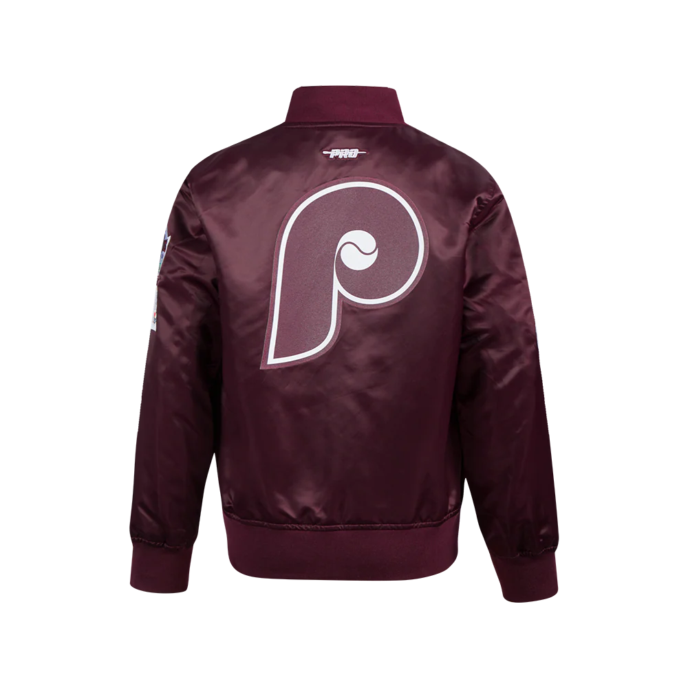 MLB PHILADELPHIA PHILLIES CLASSIC BIG BOYS SATIN JACKET (WINE) - Image 3