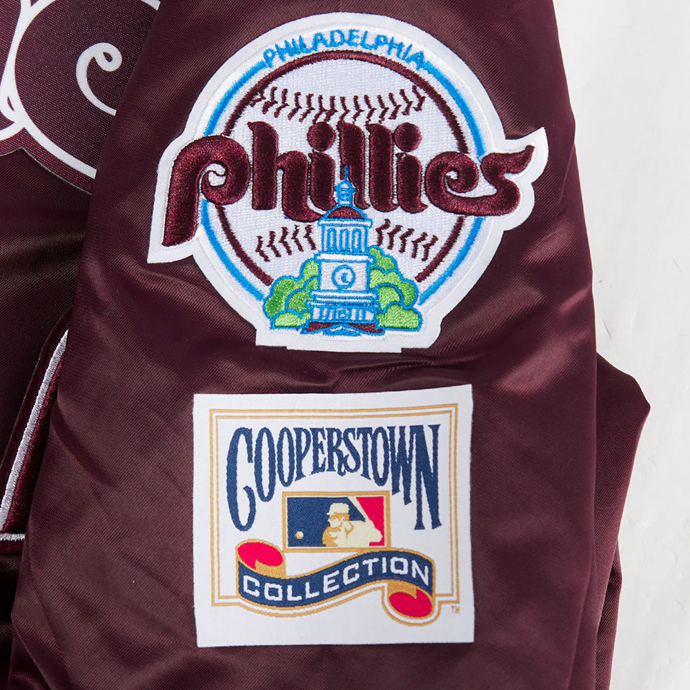 MLB PHILADELPHIA PHILLIES CLASSIC BIG BOYS SATIN JACKET (WINE) - Image 4