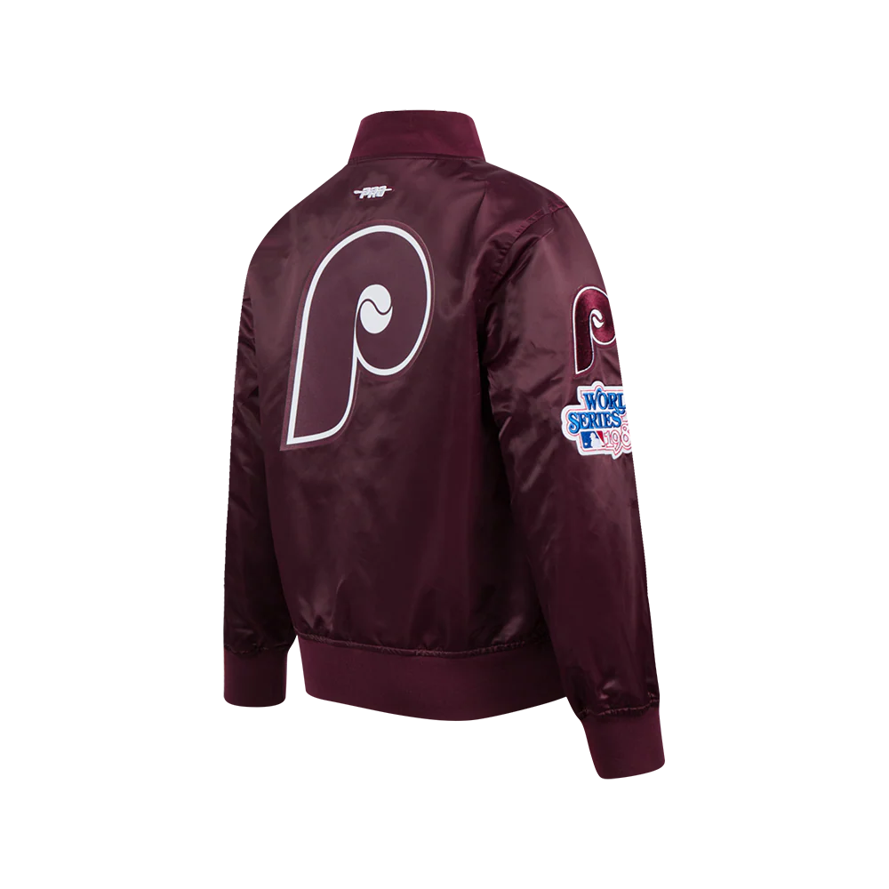 MLB PHILADELPHIA PHILLIES CLASSIC BIG BOYS SATIN JACKET (WINE) - Image 5