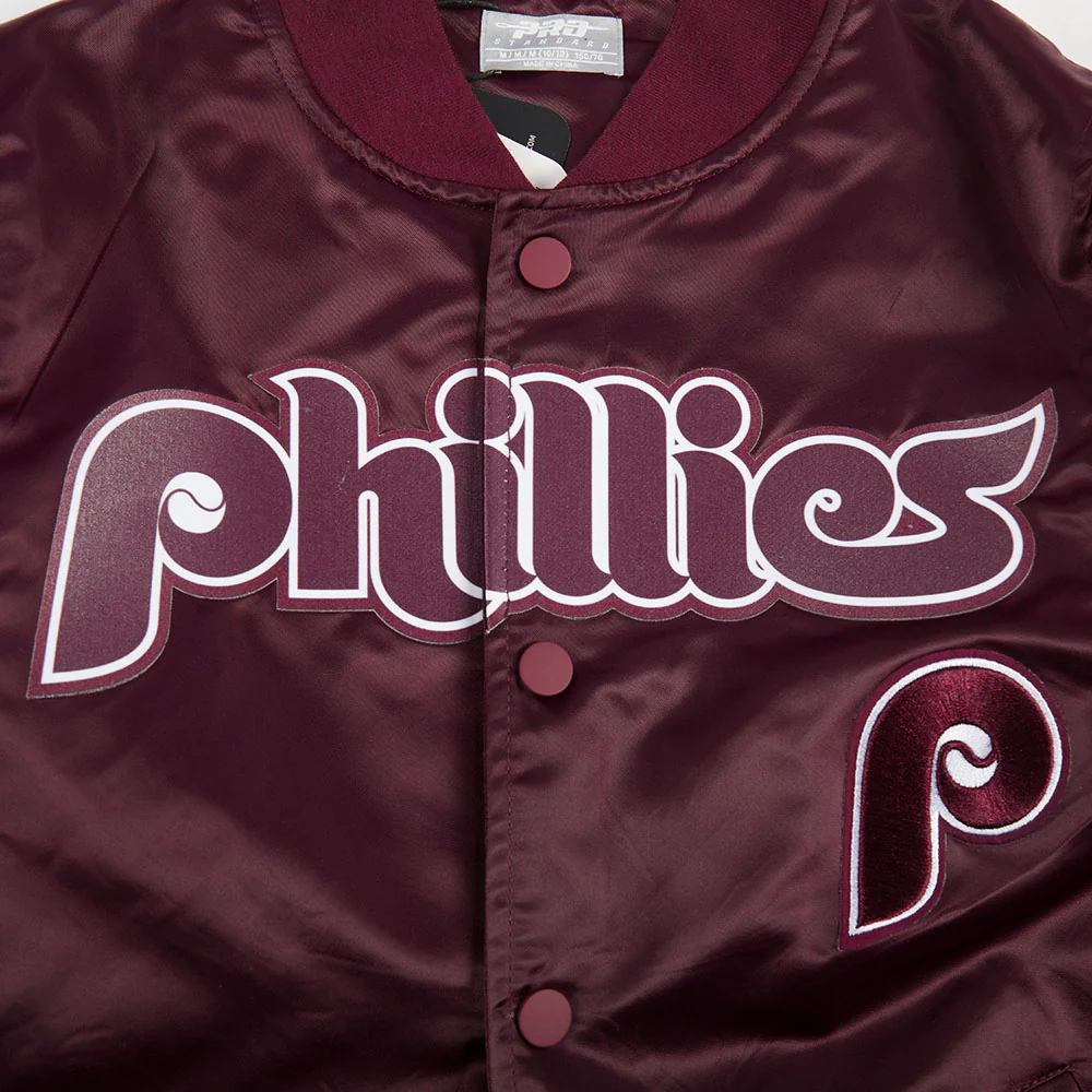 MLB PHILADELPHIA PHILLIES CLASSIC BIG BOYS SATIN JACKET (WINE) - Image 6