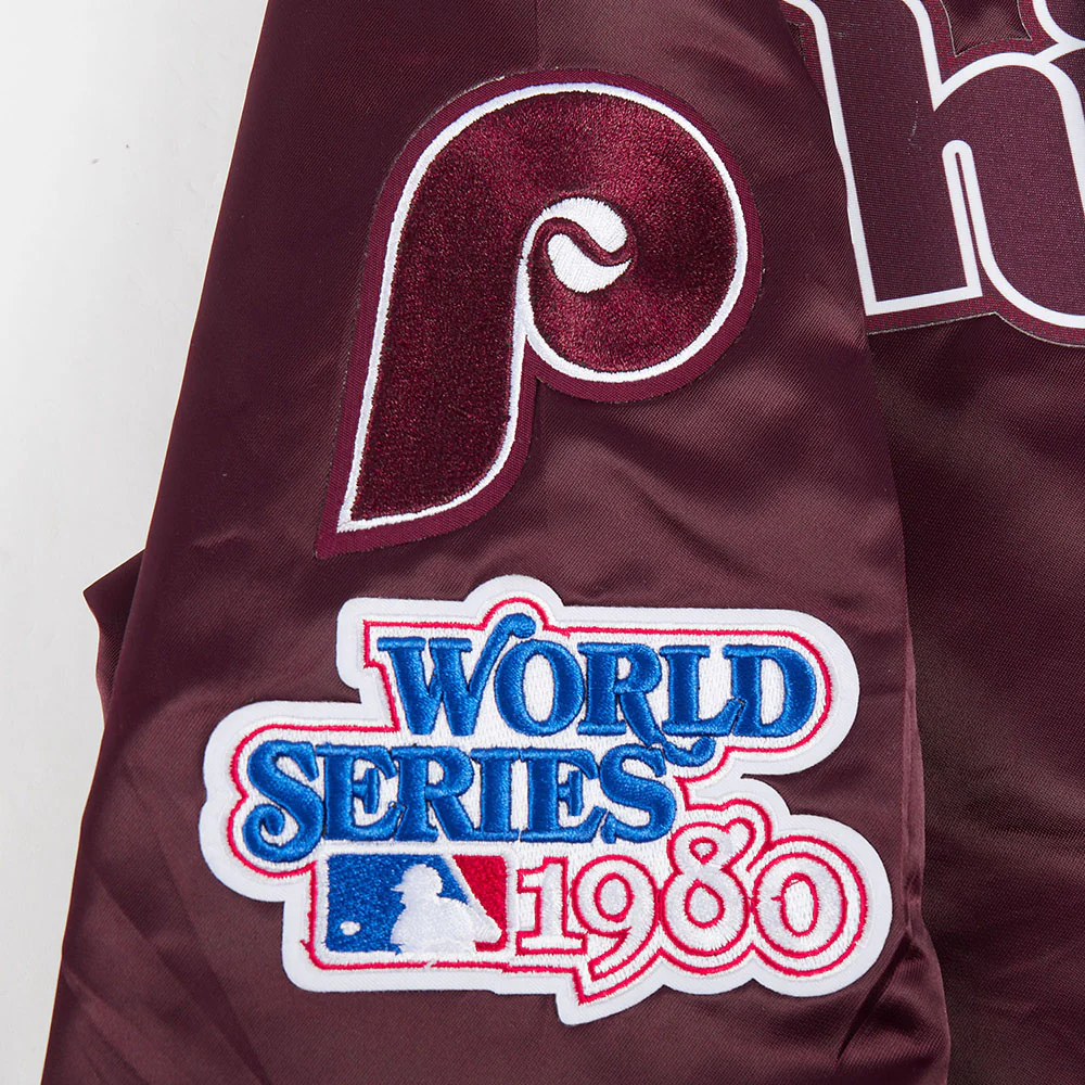 MLB PHILADELPHIA PHILLIES CLASSIC BIG BOYS SATIN JACKET (WINE) - Image 8
