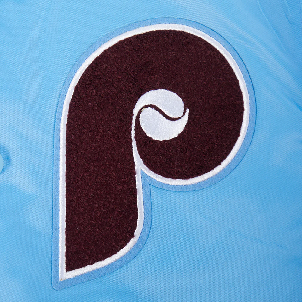 MLB PHILADELPHIA PHILLIES RETRO CLASSIC BIG BOYS RIB SATIN JACKET (UNIVERSITY BLUE) - Image 8