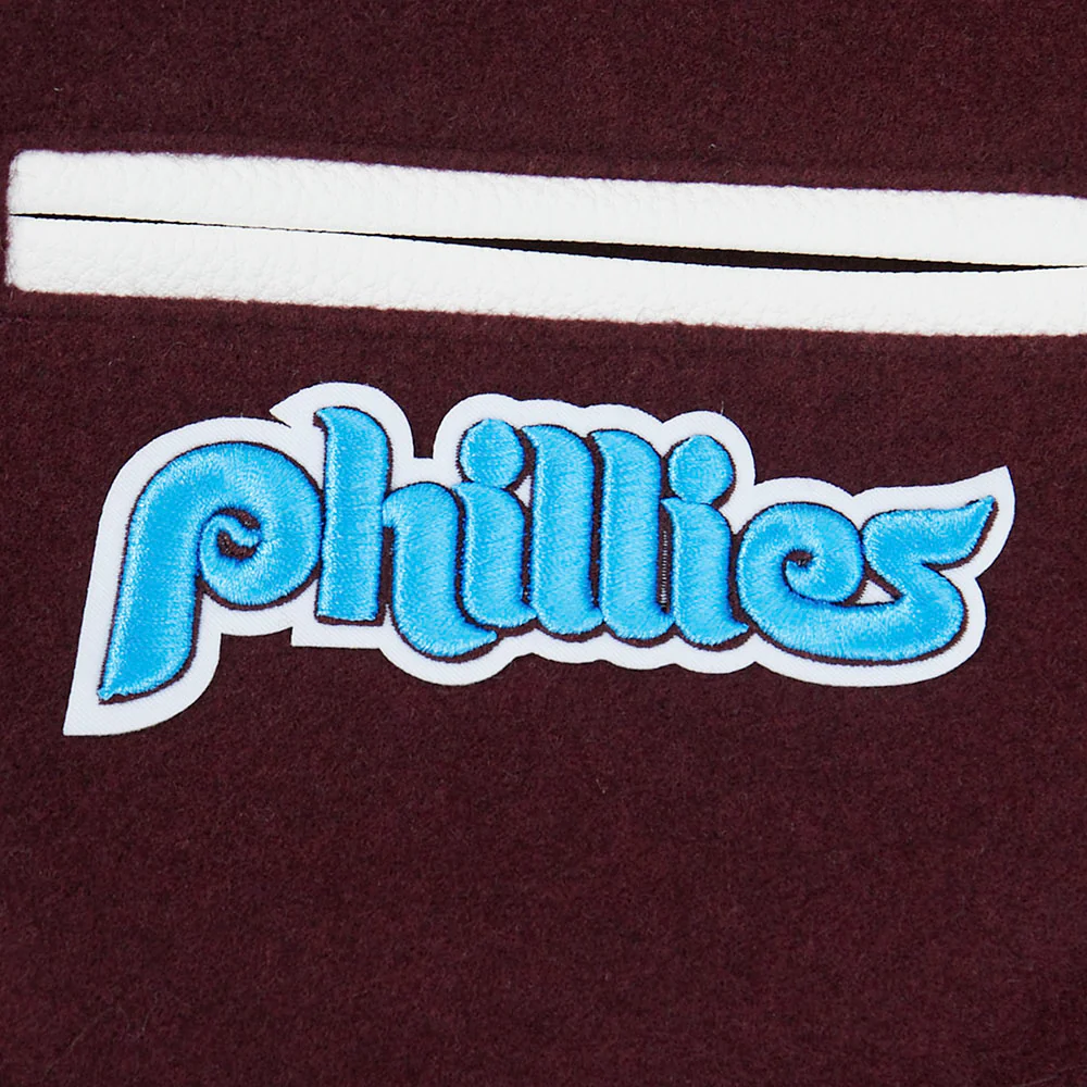 MLB PHILADELPHIA PHILLIES CLASSIC BIG BOYS WOOL VARSITY JACKET (WINE/WHITE) - Image 4