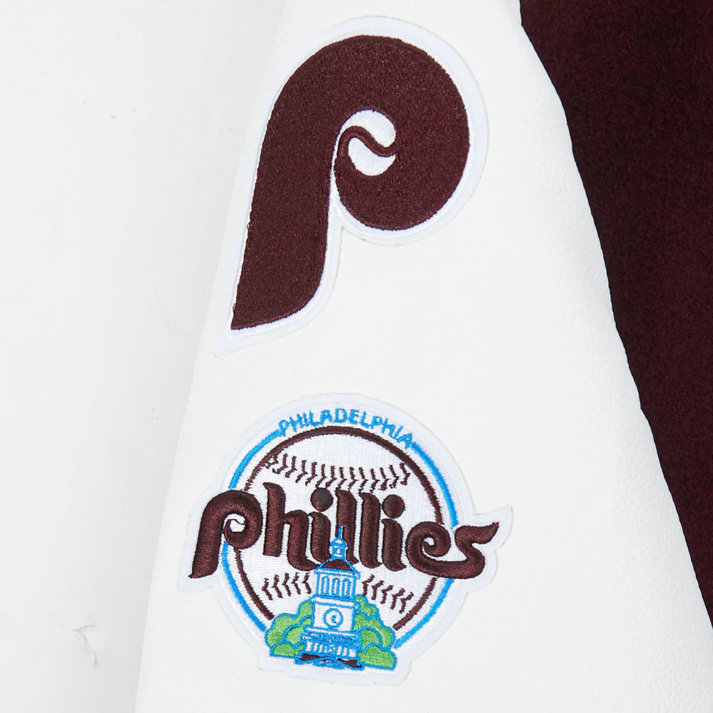 MLB PHILADELPHIA PHILLIES CLASSIC BIG BOYS WOOL VARSITY JACKET (WINE/WHITE) - Image 5