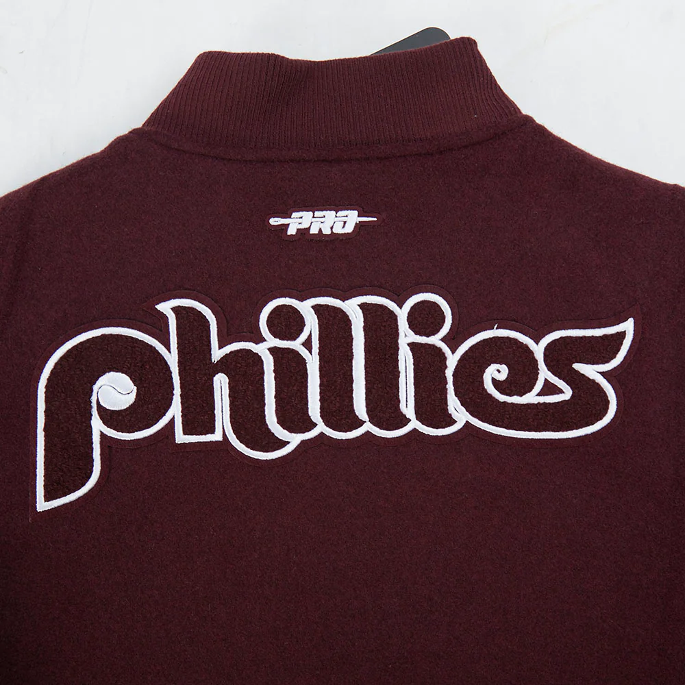 MLB PHILADELPHIA PHILLIES CLASSIC BIG BOYS WOOL VARSITY JACKET (WINE/WHITE) - Image 7