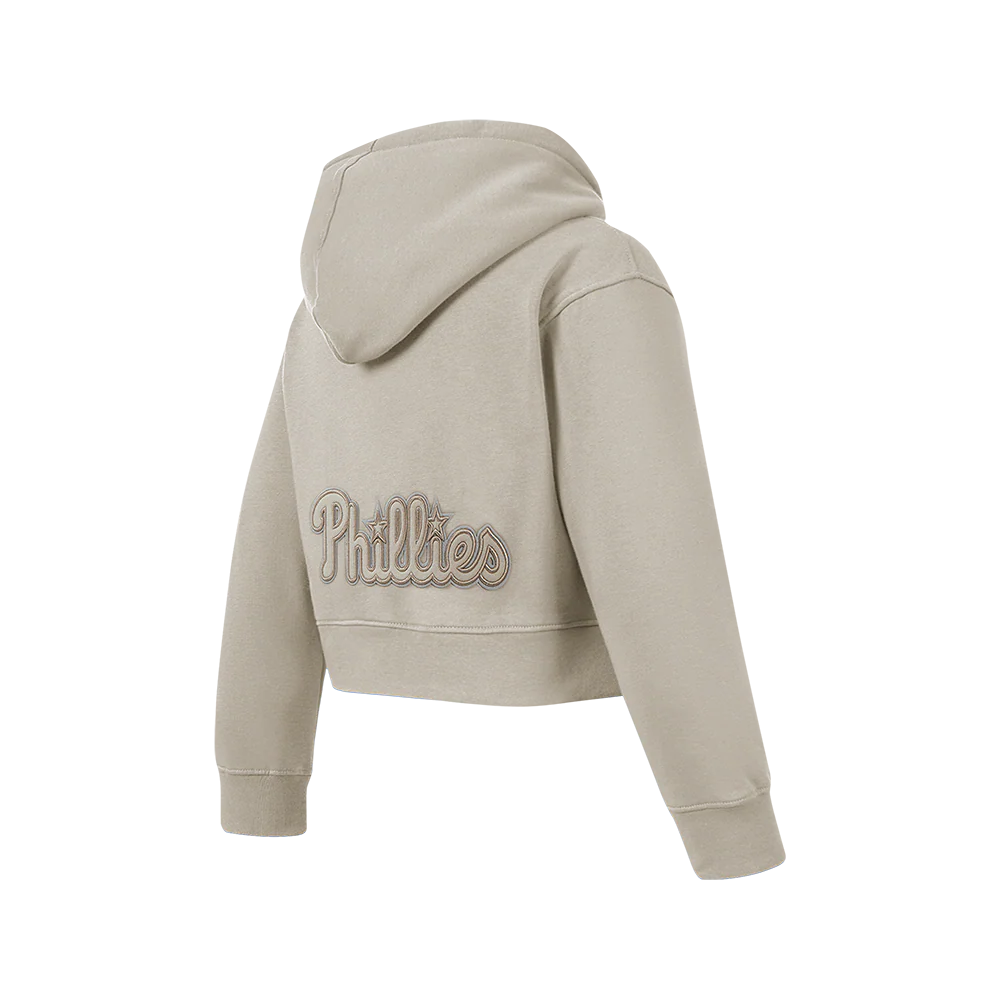 MLB PHILADELPHIA PHILLIES NEUTRAL BIG GIRLS FLEECE PO HOODIE (TAUPE) - Image 4