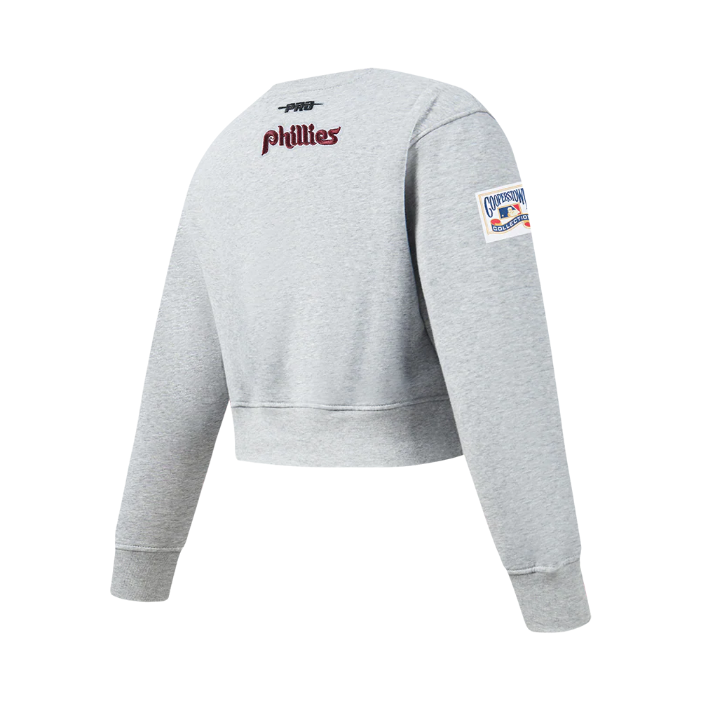 MLB PHILADELPHIA PHILLIES CLASSIC BIG GIRLS FLEECE CREWNECK (HEATHER GREY) - Image 4