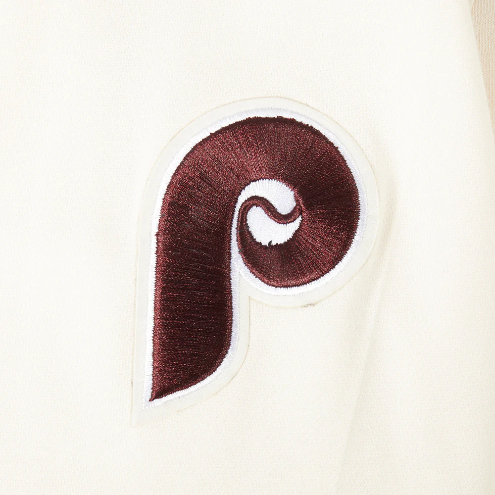 MLB PHILADELPHIA PHILLIES RETRO CLASSIC BIG GIRLS RIB FLEECE CREWNECK (EGGSHELL/ BLACK) - Image 6