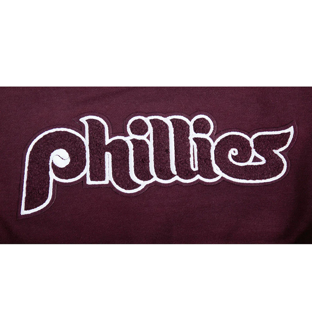 MLB PHILADELPHIA PHILLIES CLASSIC CHENILLE BIG GIRL'S  FLEECE FULL ZIP HOODIE (WINE) - Image 7