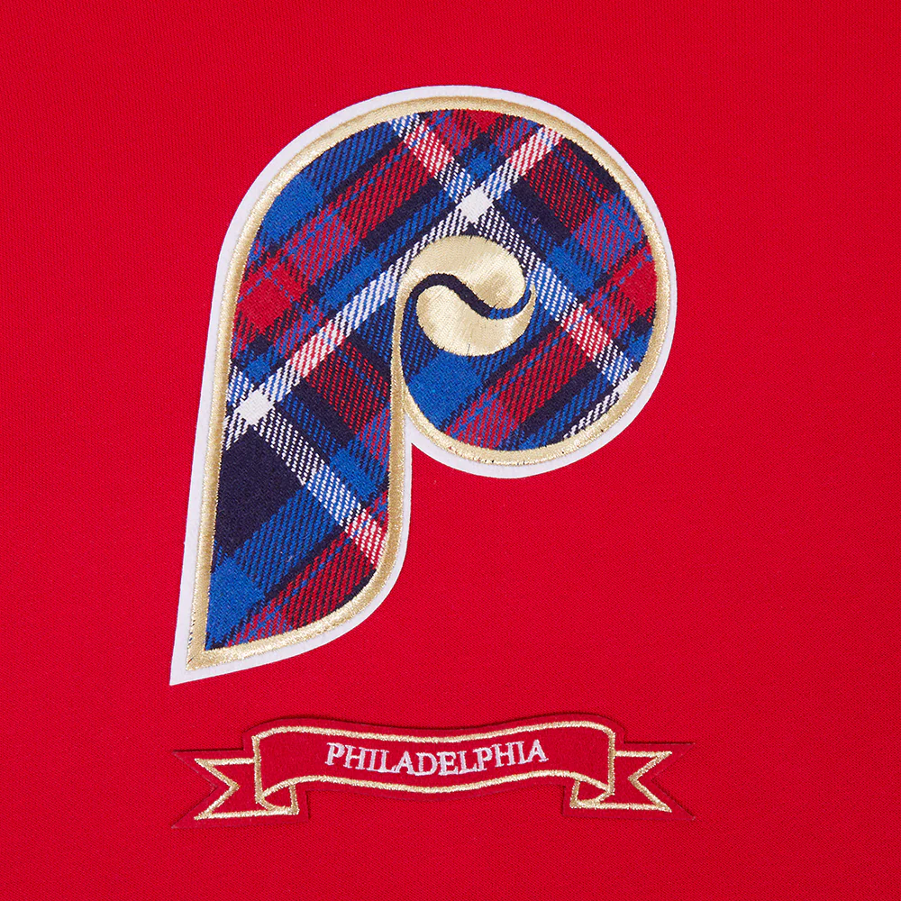 MLB PHILADELPHIA PHILLIES PRO PREP RIB FLC CROPPED PO HOODIE (RED) - Image 5