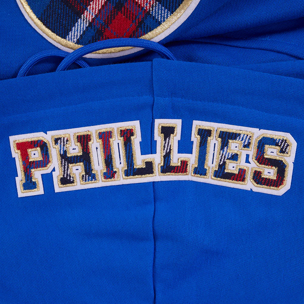 MLB PHILADELPHIA PHILLIES PRO PREP RIB FLC CROPPED PO HOODIE (ROYAL BLUE/RED) - Image 6