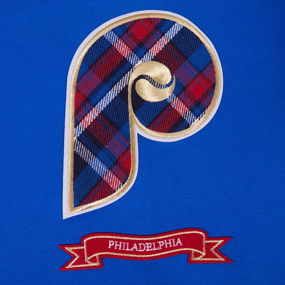 MLB PHILADELPHIA PHILLIES PRO PREP RIB FLC CROPPED PO HOODIE (ROYAL BLUE/RED) - Image 8