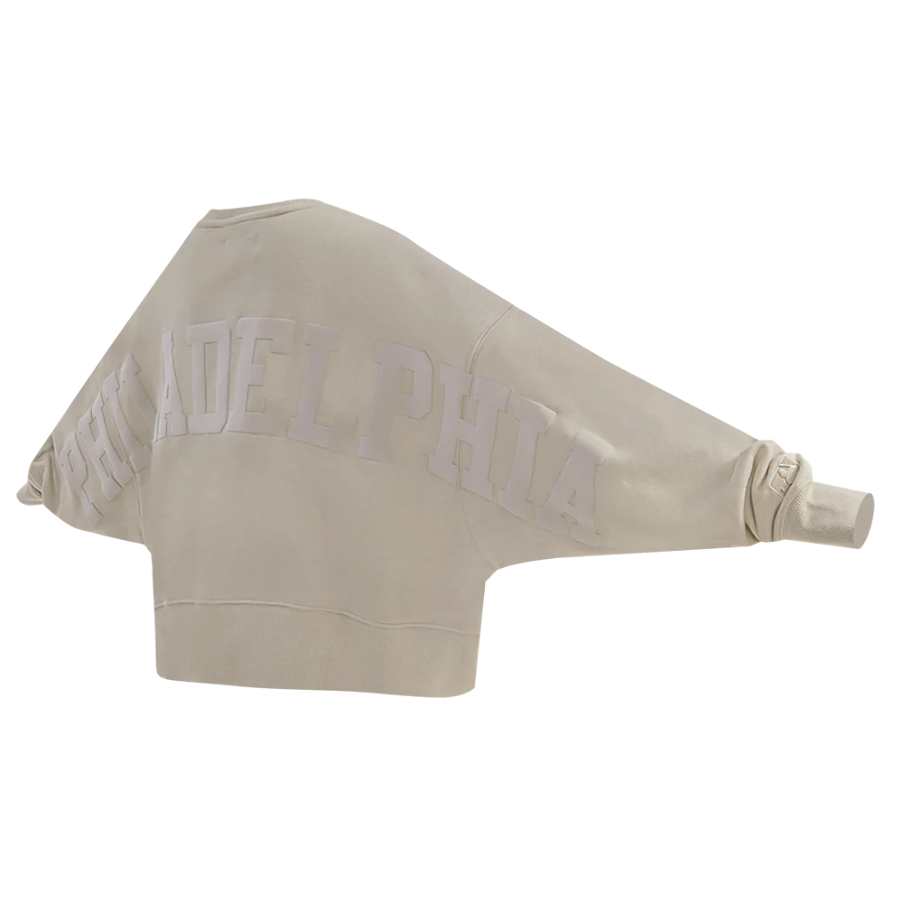 MLB PHILADELPHIA PHILLIES WINGSPAN WOMEN'S FLEECE CREWNECK (TAUPE) - Image 6