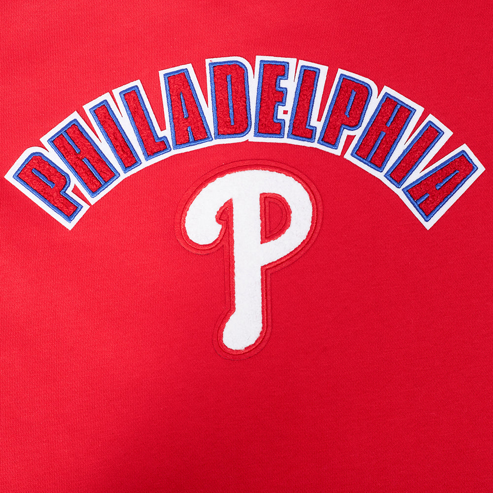 MLB PHILADELPHIA PHILLIES CLASSIC CHENILLE WOMEN'S FLC CREWNECK (RED) - Image 5