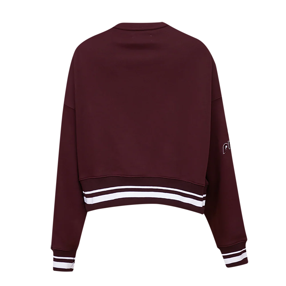 MLB PHILADELPHIA PHILLIES RETRO MASHUP WOMEN'S RIB CREWNECK (WINE) - Image 4