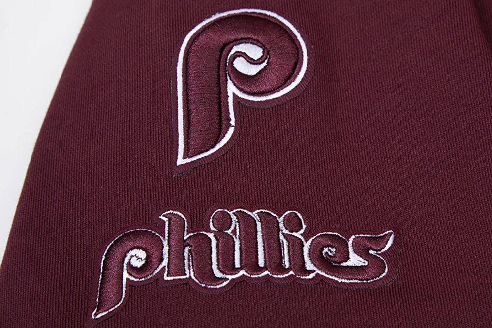 MLB PHILADELPHIA PHILLIES RETRO MASHUP WOMEN'S RIB CREWNECK (WINE) - Image 6