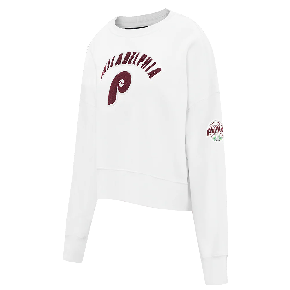 MLB PHILADELPHIA PHILLIES RETRO CLASSIC WOMEN'S CREWNECK (WHITE) - Image 2