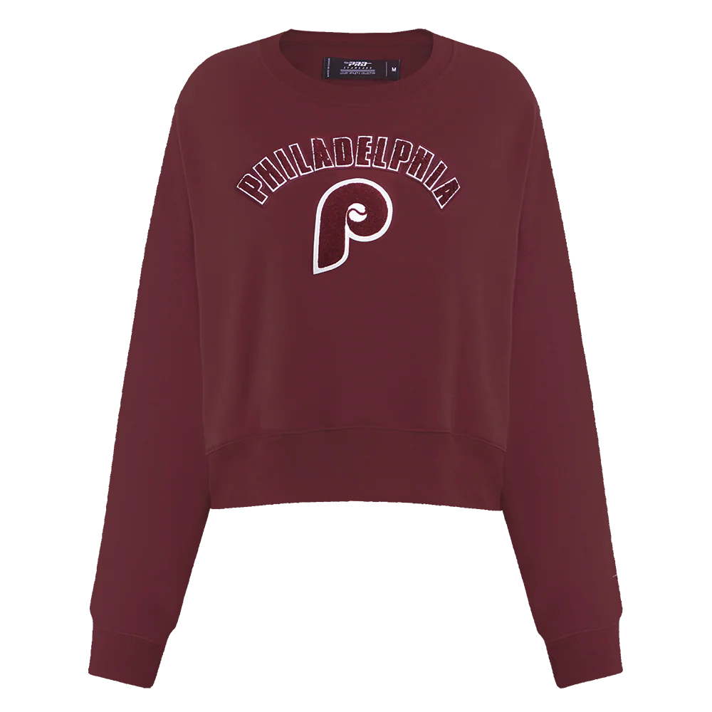 MLB PHILADELPHIA PHILLIES RETRO CLASSIC WOMEN'S CREWNECK (WINE)
