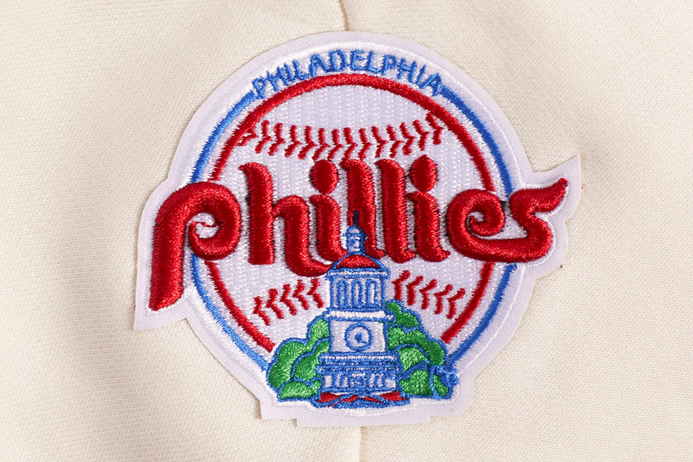 MLB PHILADELPHIA PHILLIES RETRO CLASSIC WOMEN'S CROPPED PULLOVER HOODIE (EGGSHELL/ RED) - Image 8
