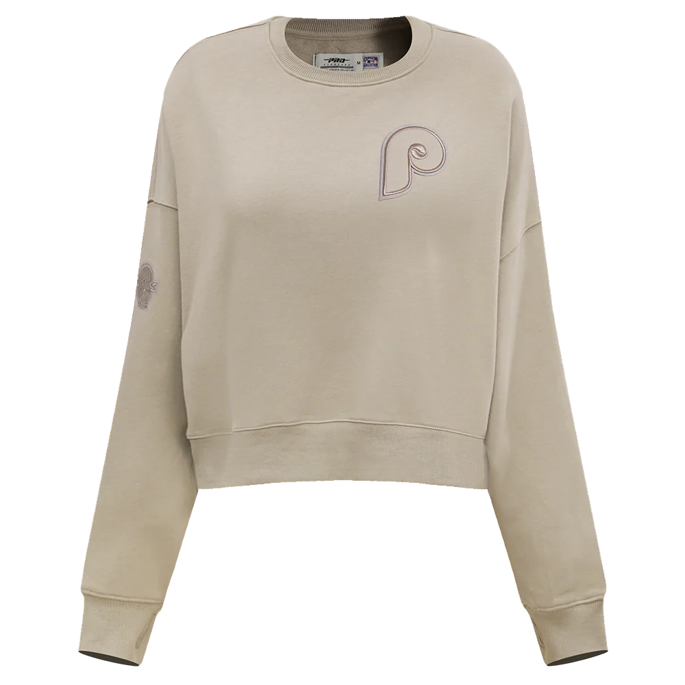 MLB PHILADELPHIA PHILLIES RETRO NEUTRAL WOMEN'S CREWNECK (TAUPE)