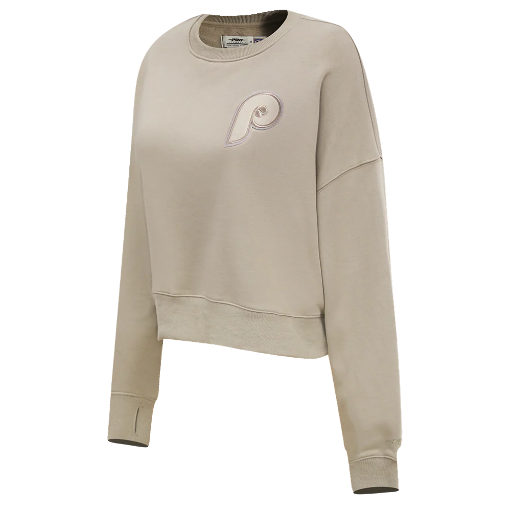 MLB PHILADELPHIA PHILLIES RETRO NEUTRAL WOMEN'S CREWNECK (TAUPE) - Image 2