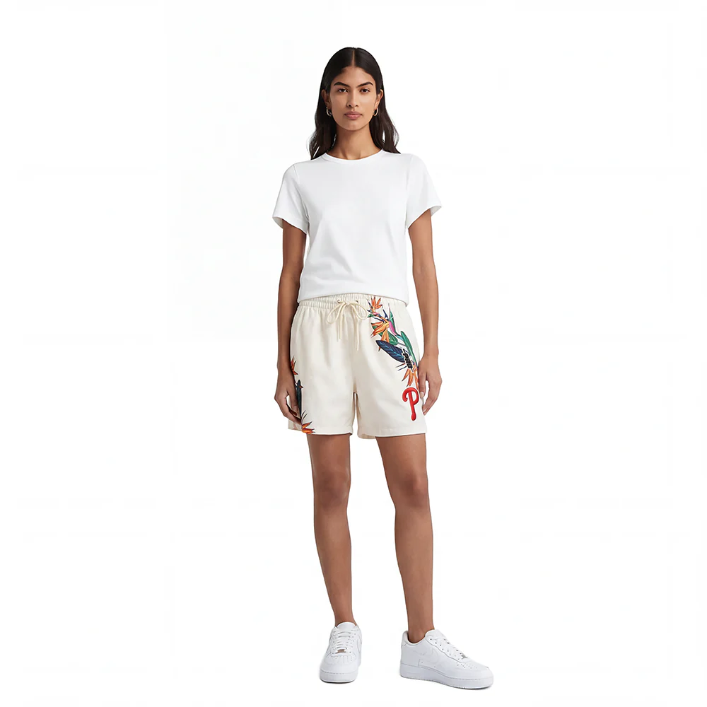 MLB PHILADELPHIA PHILLIES PARADISE WOMEN'S WOVEN SHORT (EGGSHELL)