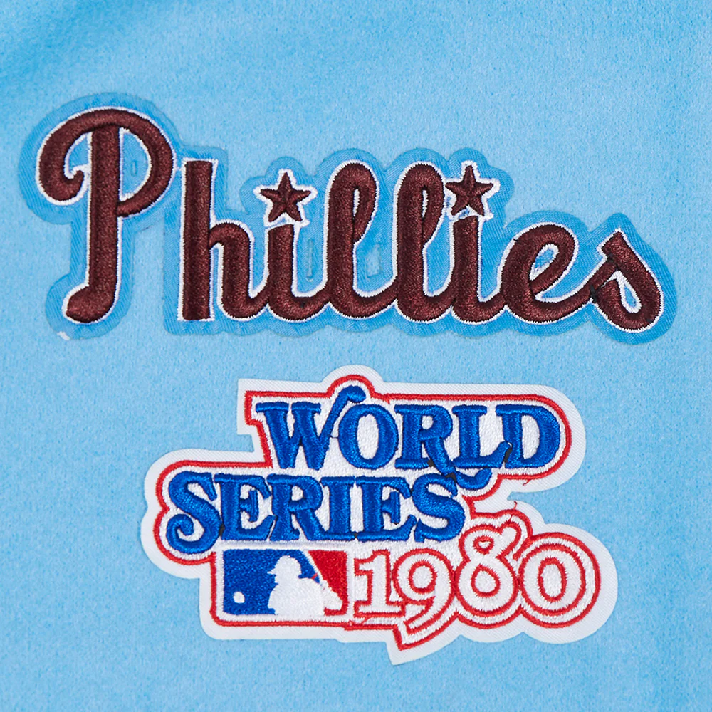 MLB PHILADELPHIA PHILLIES RETRO CLASSIC WOMEN'S RIB WOOL VARSITY JACKET (UNIVERSITY BLUE/WHITE) - Image 6