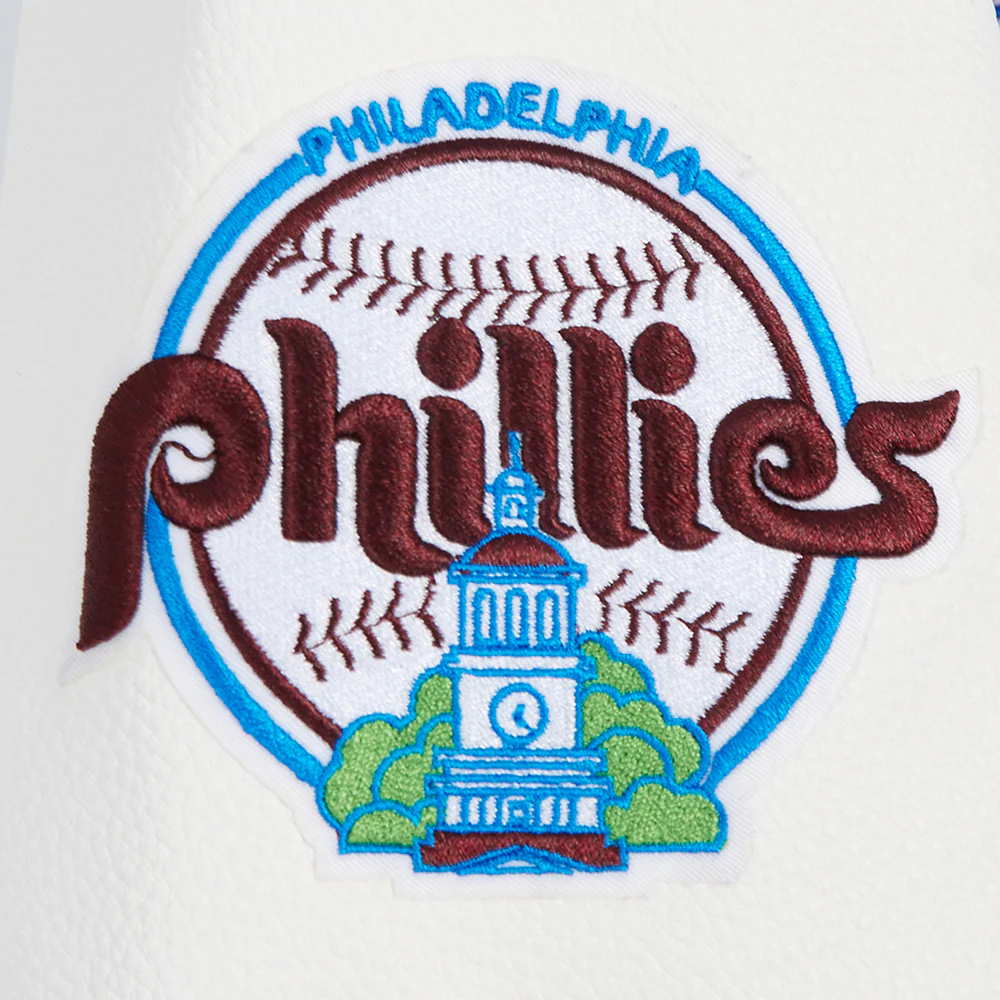 MLB PHILADELPHIA PHILLIES RETRO CLASSIC WOMEN'S RIB WOOL VARSITY JACKET (UNIVERSITY BLUE/WHITE) - Image 9