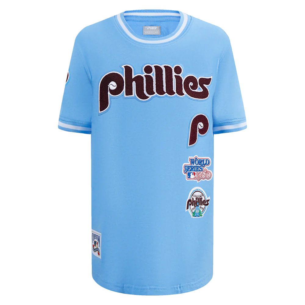 MLB PHILADELPHIA PHILLIES RETRO CLASSIC LITTLE BOYS SHORT SLEEVE STRIPED RIB TOP (UNIVERSITY BLUE)