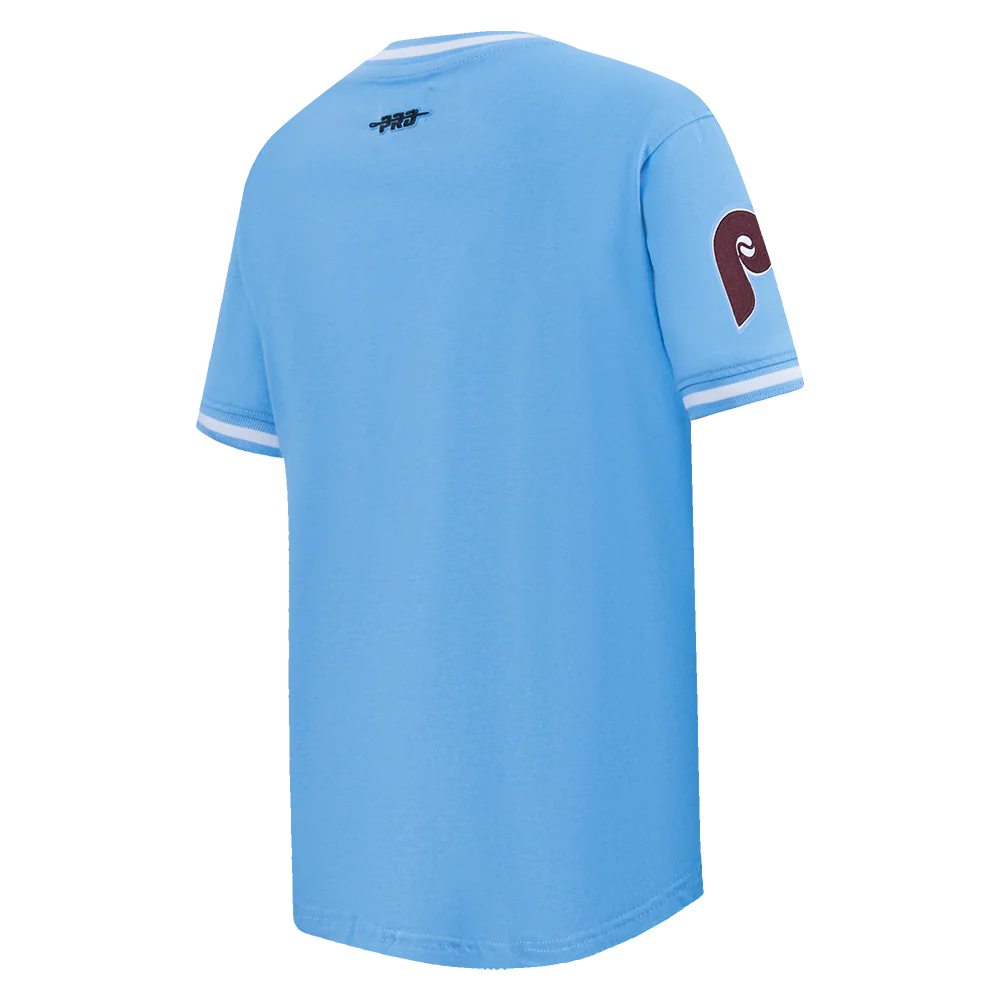 MLB PHILADELPHIA PHILLIES RETRO CLASSIC LITTLE BOYS SHORT SLEEVE STRIPED RIB TOP (UNIVERSITY BLUE) - Image 4
