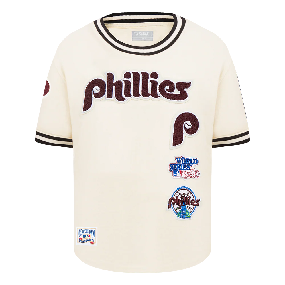 MLB PHILADELPHIA PHILLIES RETRO CLASSIC TODDLER BOYS SHORT SLEEVE STRIPED RIB TOP (EGGSHELL/ BLACK)