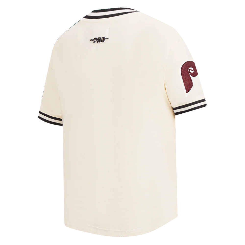 MLB PHILADELPHIA PHILLIES RETRO CLASSIC TODDLER BOYS SHORT SLEEVE STRIPED RIB TOP (EGGSHELL/ BLACK) - Image 4