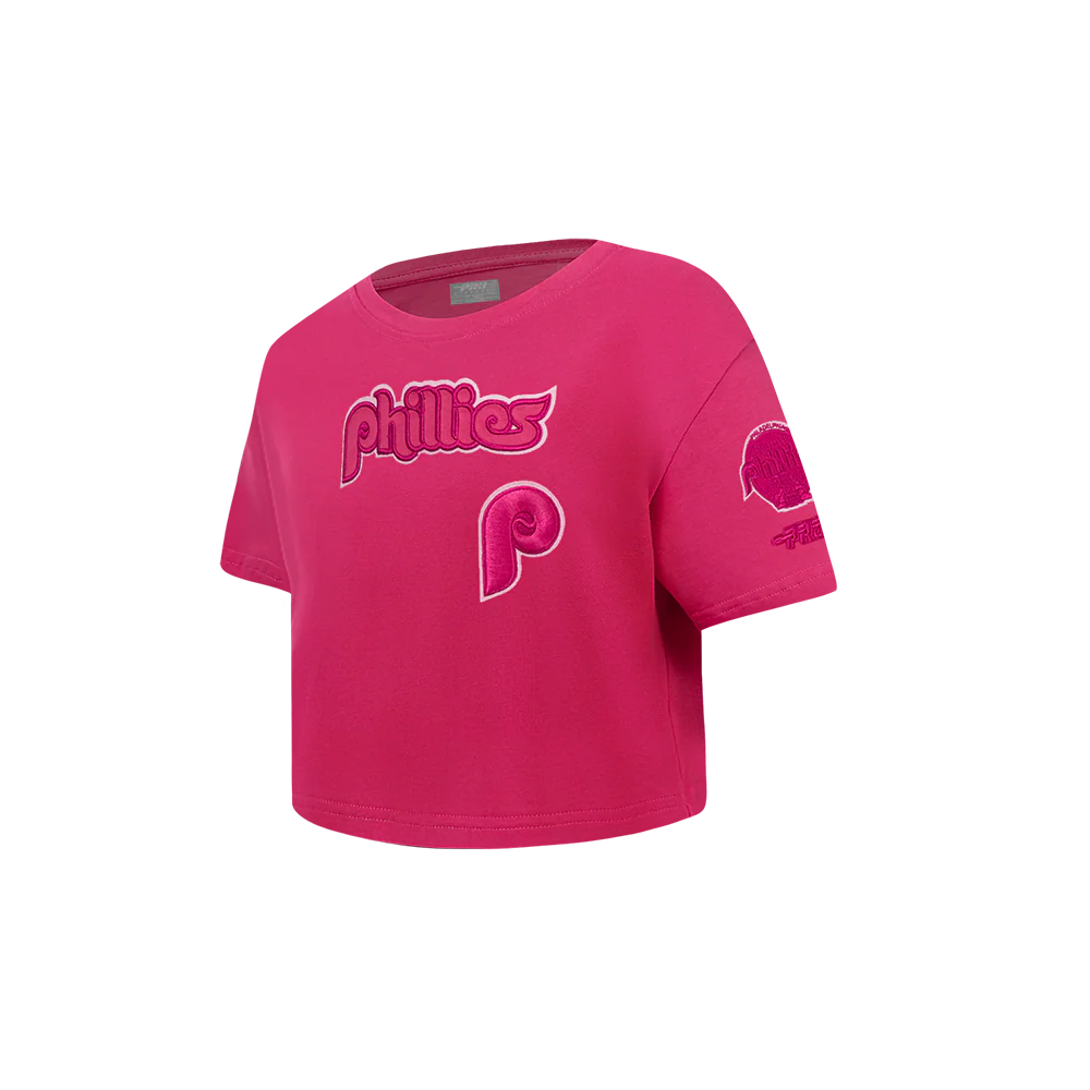 MLB PHILADELPHIA PHILLIES TRIPLE PINK TODDLER GIRLS SHORT SLEEVE BOXY TOP (BEETROOT PURPLE) - Image 2