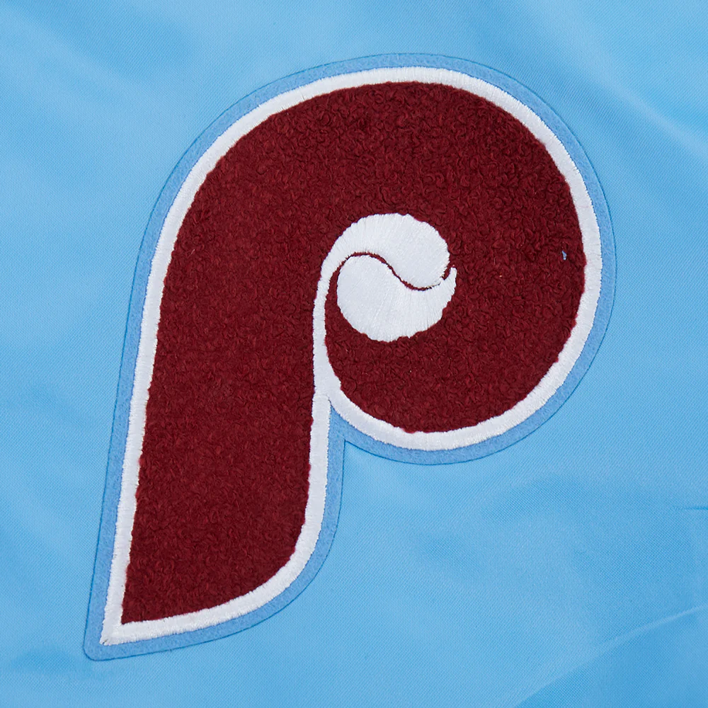 MLB PHILADELPHIA PHILLIES RETRO CLASSICS WOMEN'S SATIN JACKET (UNIVERSITY BLUE) - Image 5