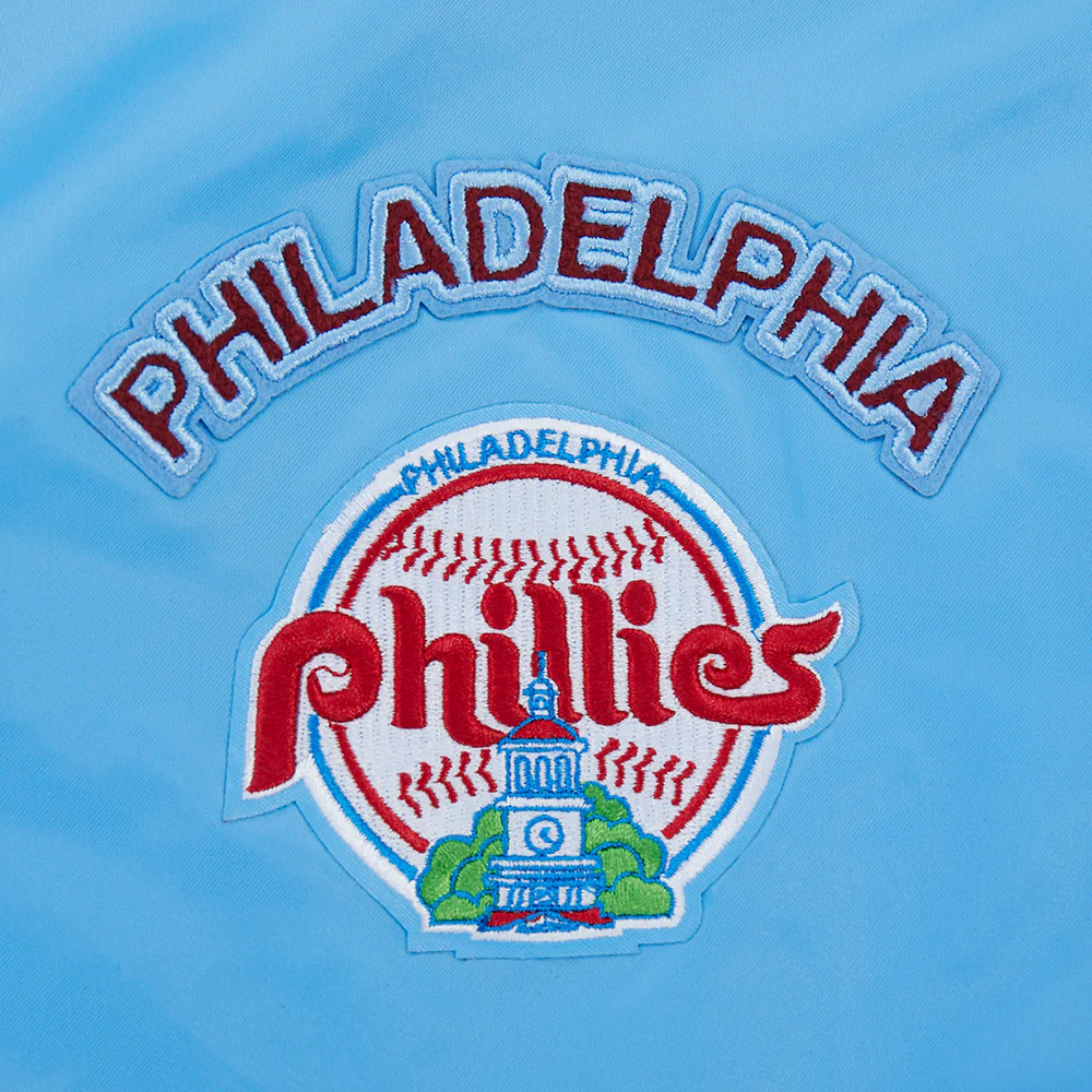 MLB PHILADELPHIA PHILLIES RETRO CLASSICS WOMEN'S SATIN JACKET (UNIVERSITY BLUE) - Image 6