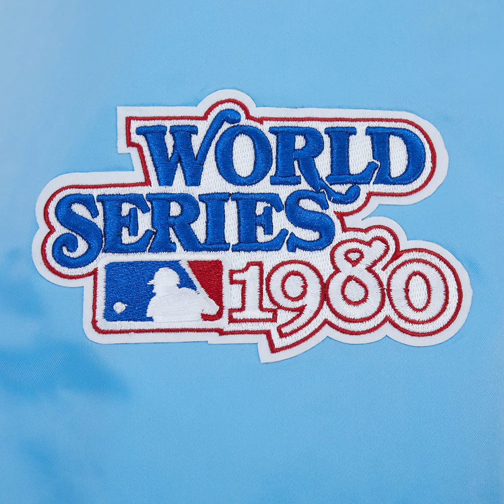 MLB PHILADELPHIA PHILLIES RETRO CLASSICS WOMEN'S SATIN JACKET (UNIVERSITY BLUE) - Image 8