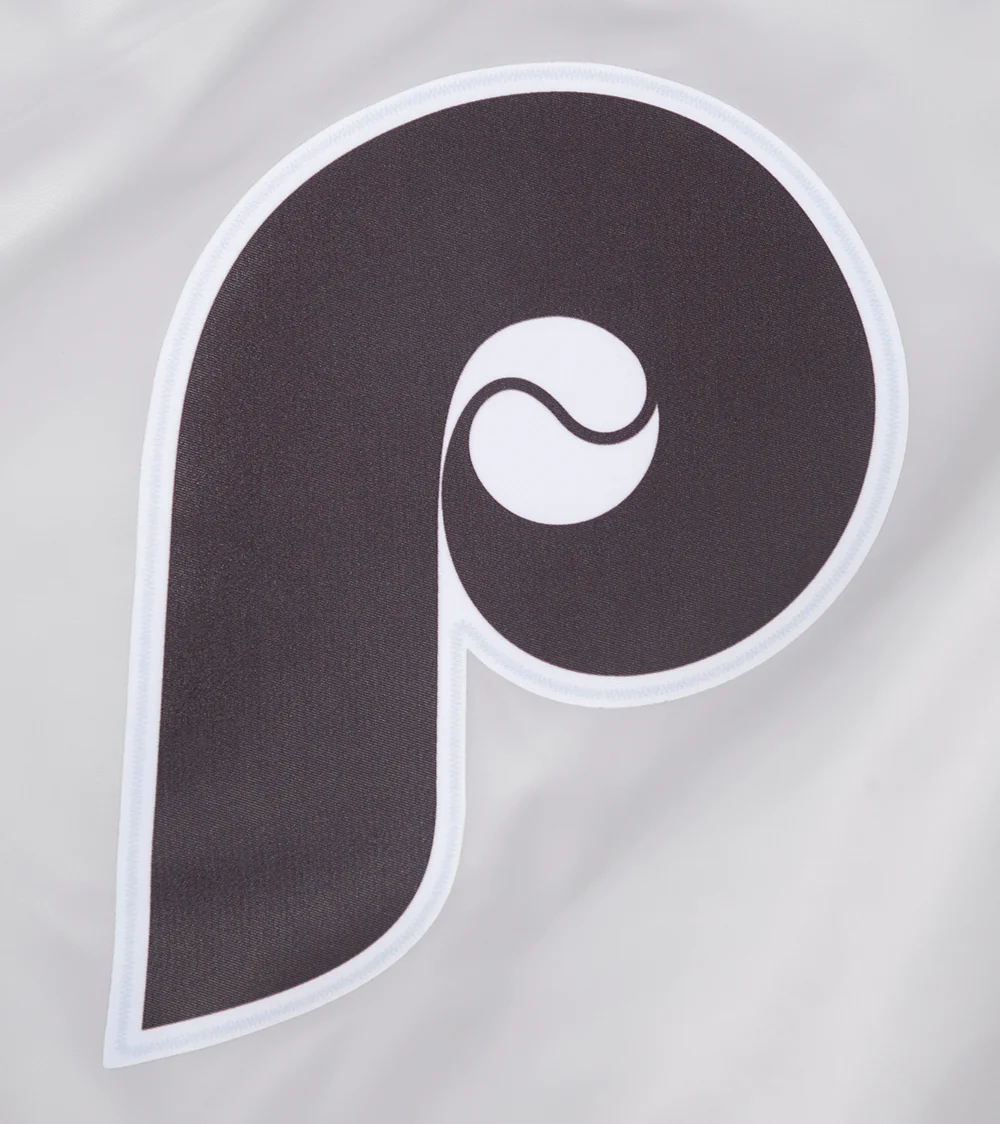 MLB PHILADELPHIA PHILLIES RETRO CLASSIC WOMEN'S SATIN JACKET (SILVER) - Image 8
