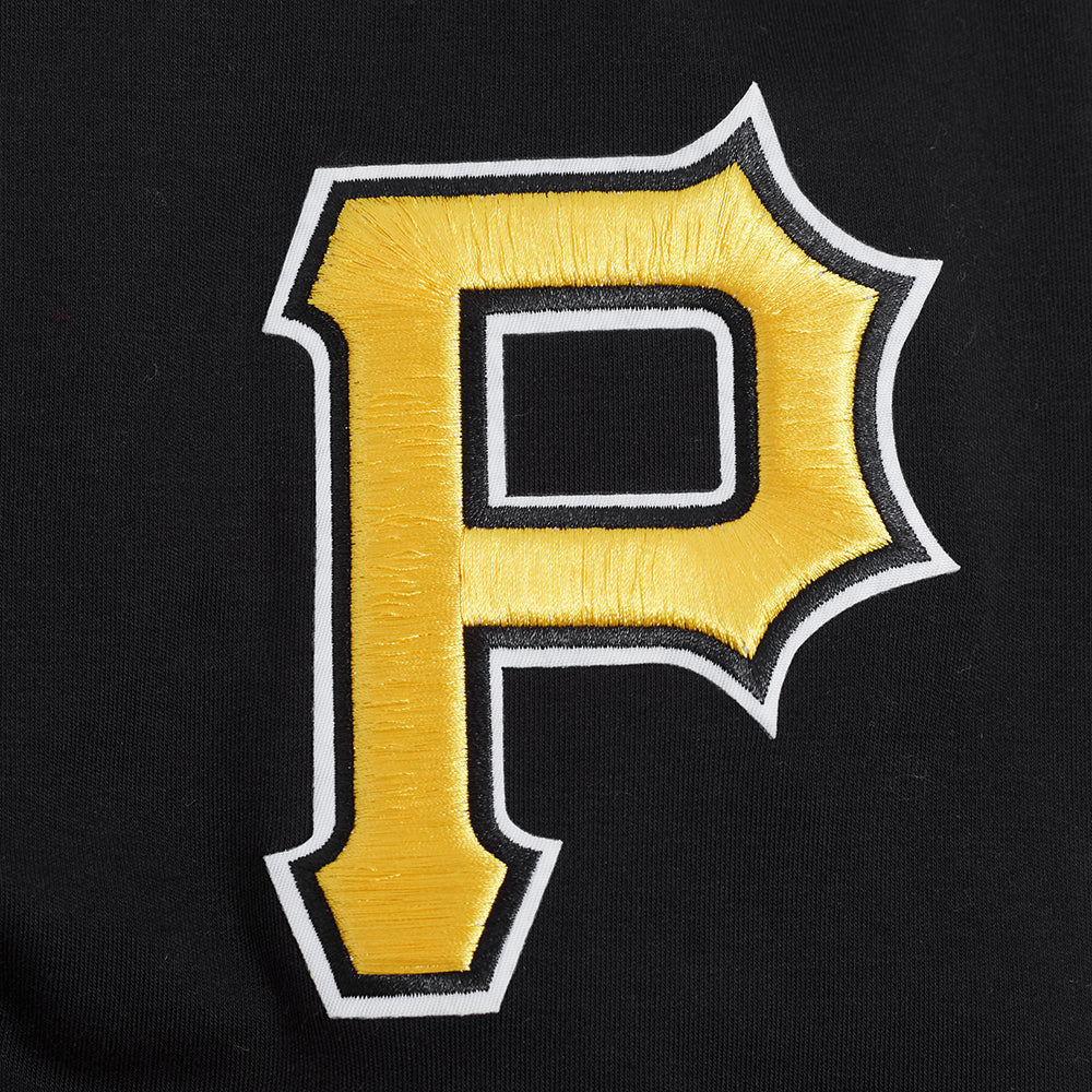 MLB PITTSBURGH PIRATES CLASSIC CHENILLE MEN'S DOUBLE KNIT SHORT SLEEVE PULLOVER HOODIE (BLACK/YELLOW) - Image 8