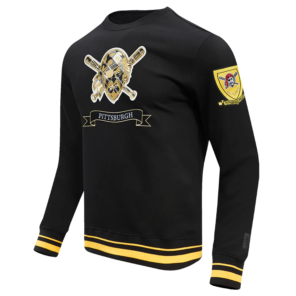MLB PITTSBURGH PIRATES PRO PREP RIB FLEECE MEN'S CREWNECK (BLACK/YELLOW) - Image 2