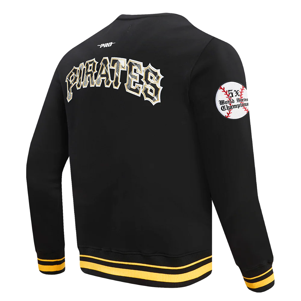 MLB PITTSBURGH PIRATES PRO PREP RIB FLEECE MEN'S CREWNECK (BLACK/YELLOW) - Image 4
