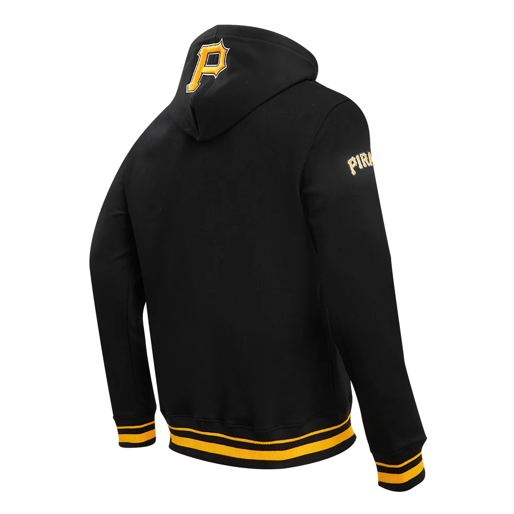 MLB PITTSBURGH PIRATES SCRIPT TAIL MEN'S RIB FLC PO HOODIE (BLACK/YELLOW) - Image 3