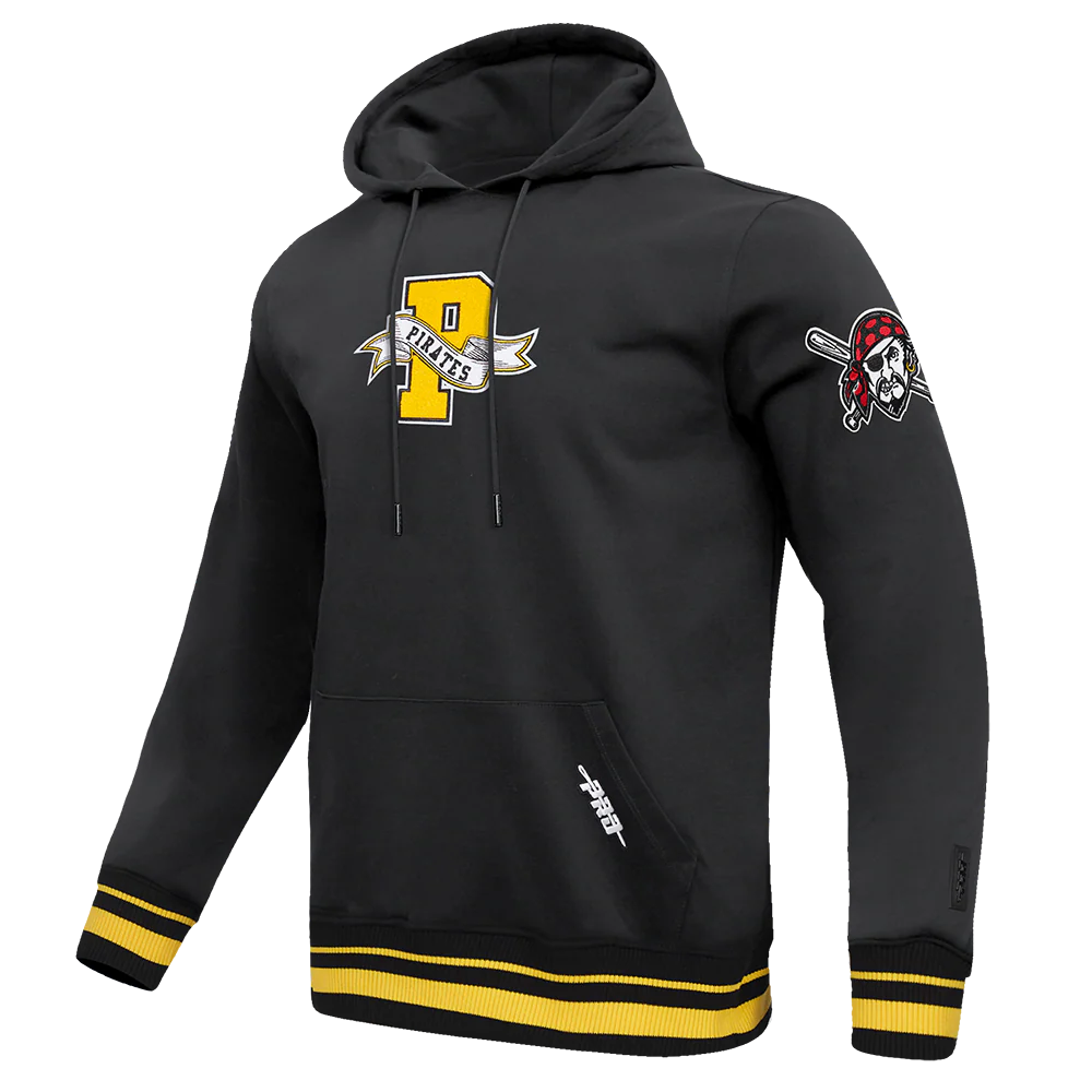 MLB PITTSBURGH PIRATES TEAM PENNANTS MEN'S RIB FLEECE PULLOVER HOODIE (BLACK/YELLOW) - Image 2