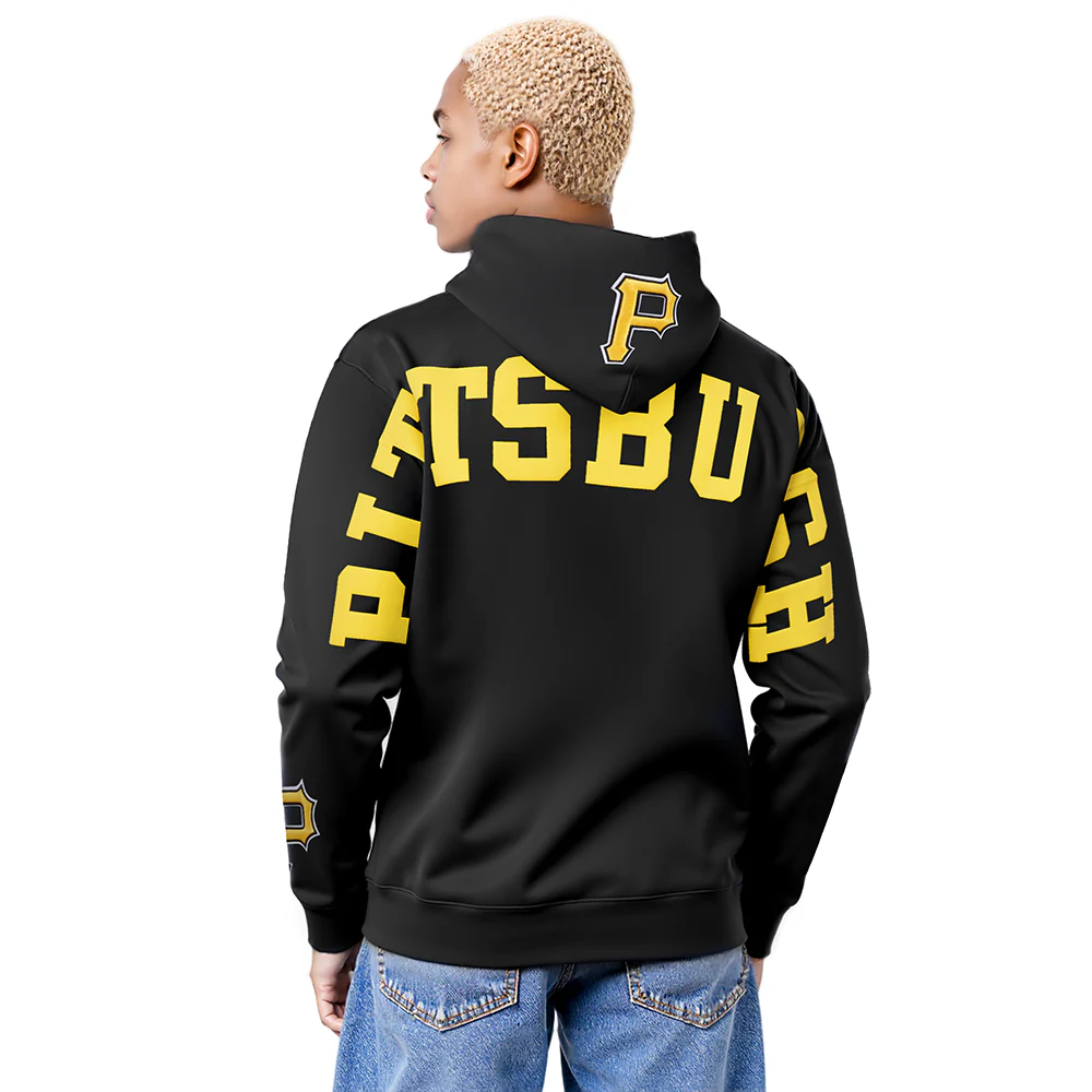 MLB PITTSBURGH PIRATES WINGSPAN MEN'S DROP SHOULDER FLC PO HOODIE (BLACK)
